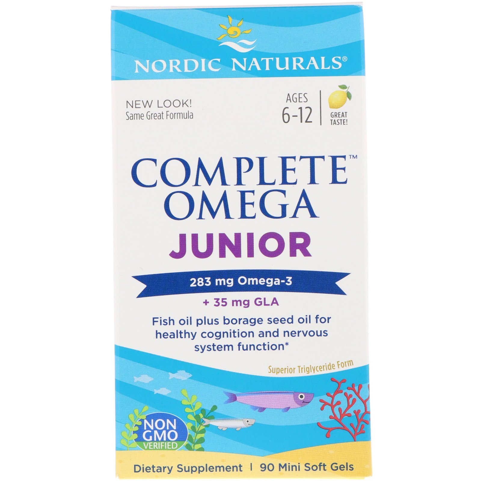 Comprar Nordic Naturals, Complete Omega Junior, Ages 6-12, Lemon, 283 mg, 90 Mini Soft Gels