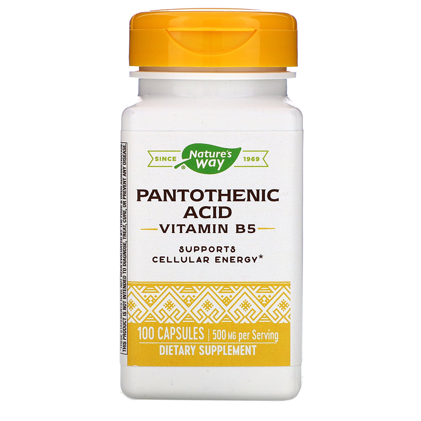 Comprar Nature's Way, Pantothenic Acid, Vitamin B5, 500 mg, 100 Capsules
