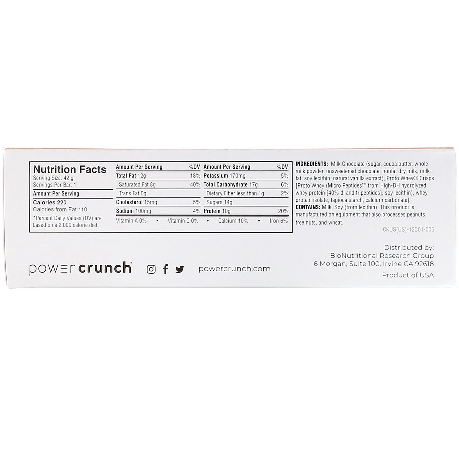 Comprar BNRG, Power Crunch Protein Energy Bar, Choklat, Chocolate ao Leite, 12 Barrinhas, 42 g (1,5 oz) Cada - Imagem 3