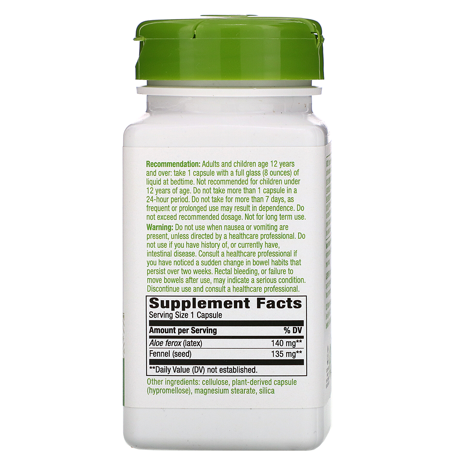 Comprar Nature's Way, Aloe Latex with Fennel, 140 mg, 100 Vegan Capsules - Imagem 2