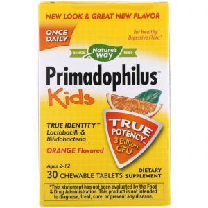 Comprar Nature's Way, Primadophilus, Kids, Age 2-12, Orange Flavored, 3 Billion CFU, 30 Chewable Tablets