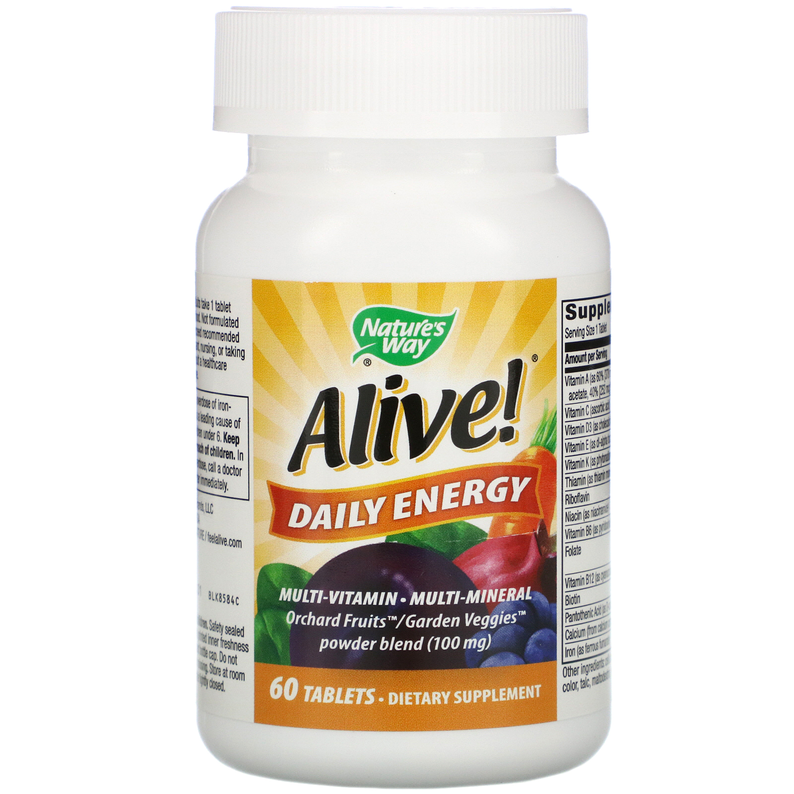 Comprar Nature's Way, Alive!, Daily Energy, Multivitamin-Multimineral, 60 Comprimidos - Imagem 3