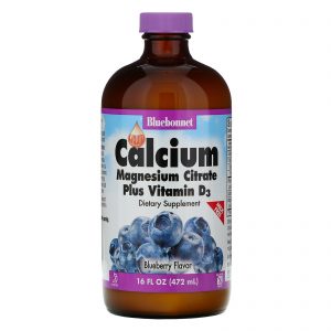 Comprar Bluebonnet Nutrition, Citrato de Cálcio e Magnésio Líquido com Vitamina D3, Sabor Natural de Mirtilo, 472 ml (16 fl oz)