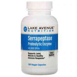 Comprar Lake Avenue Nutrition, Serrapeptase, Enzima Proteolítica, 40.000 SPUs, 180 Cápsulas Vegetais