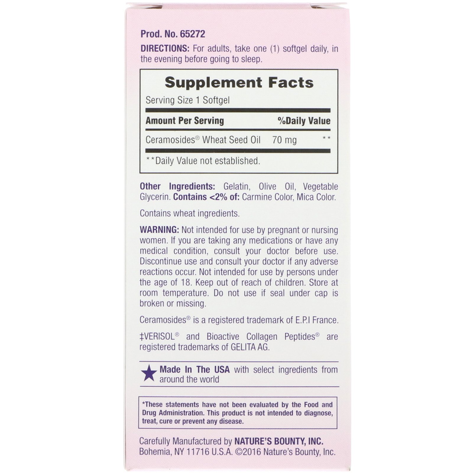 Comprar Nature's Bounty, Soluções Ideais, Fórmula Ceramosides Para Pele Radiante, 40 Cápsulas Gelatinosas Moles - Imagem 2