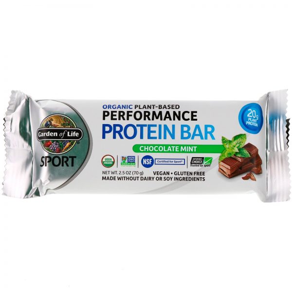 Comprar Garden of Life, Sport, Barra de Proteína Vegetal Orgânica de Alta Performance, Chocolate e Menta, 12 Barras, 70 g Cada - Imagem 4