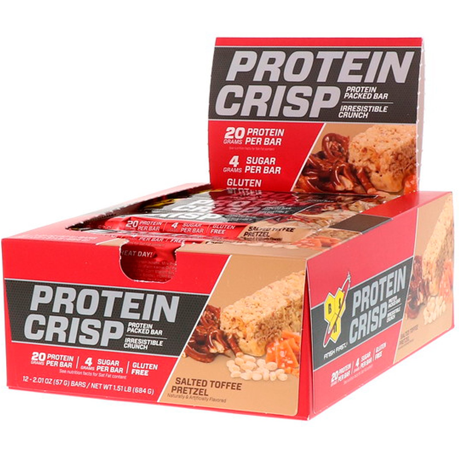 Comprar BSN, Protein Crisp, Barra Repleta de Proteínas, Pretzel de Caramelo Salgado, 12 Barras, 57 g (2,01 oz)
