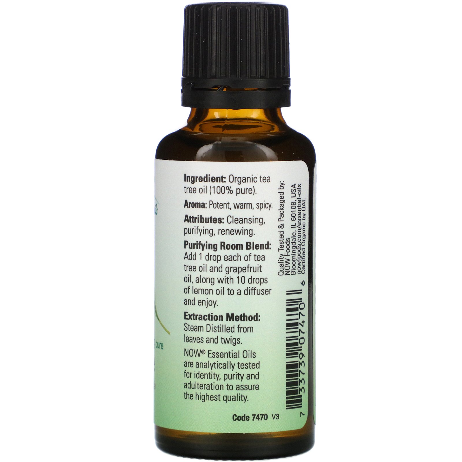 Comprar Now Foods, Óleos Essenciais Orgânicos, Melaleuca, 1 fl oz (30 ml) - Imagem 2