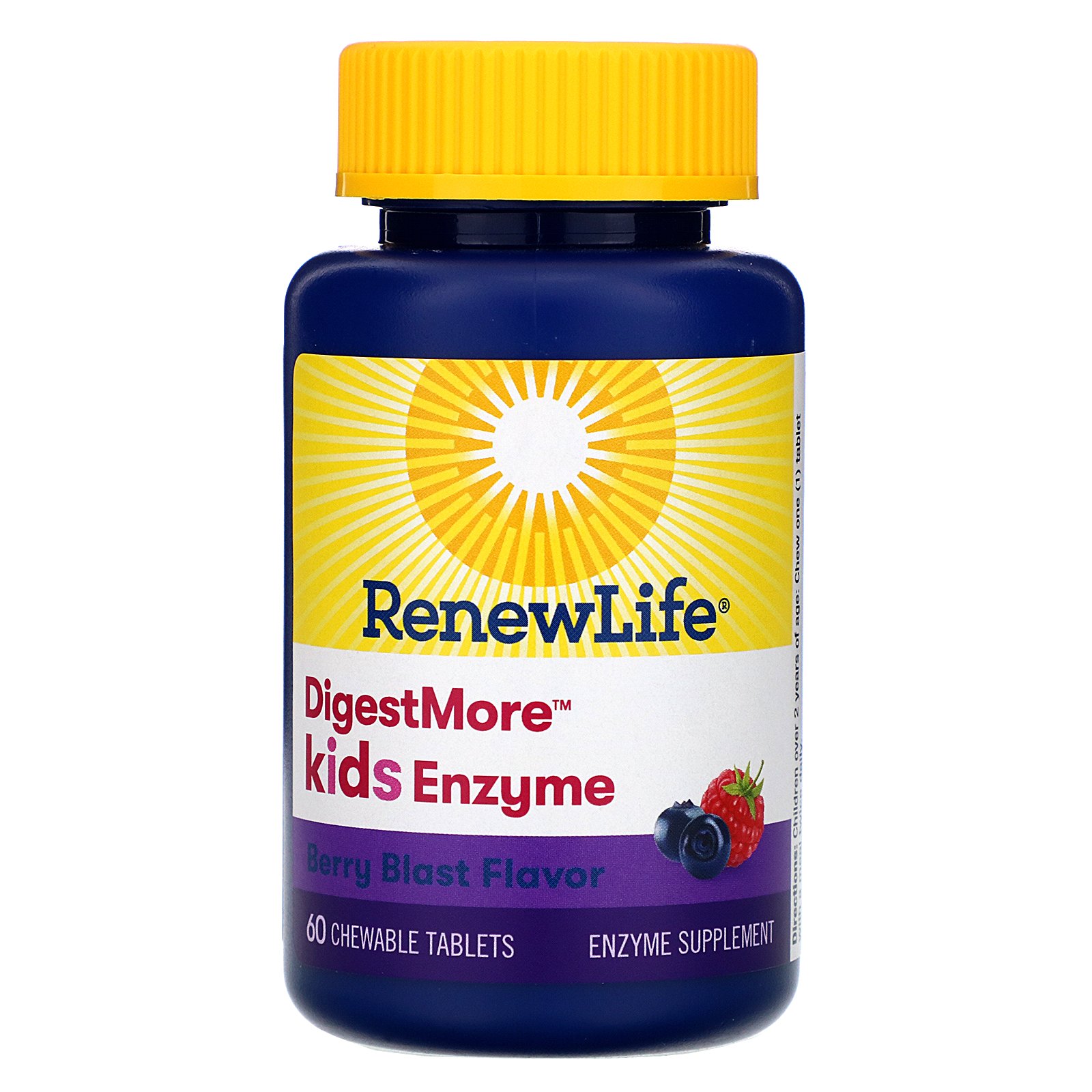 Comprar Renew Life, DigestMore Kids Enzyme, Berry Blast Flavor, 60 Chewable Tablets - Imagem 3