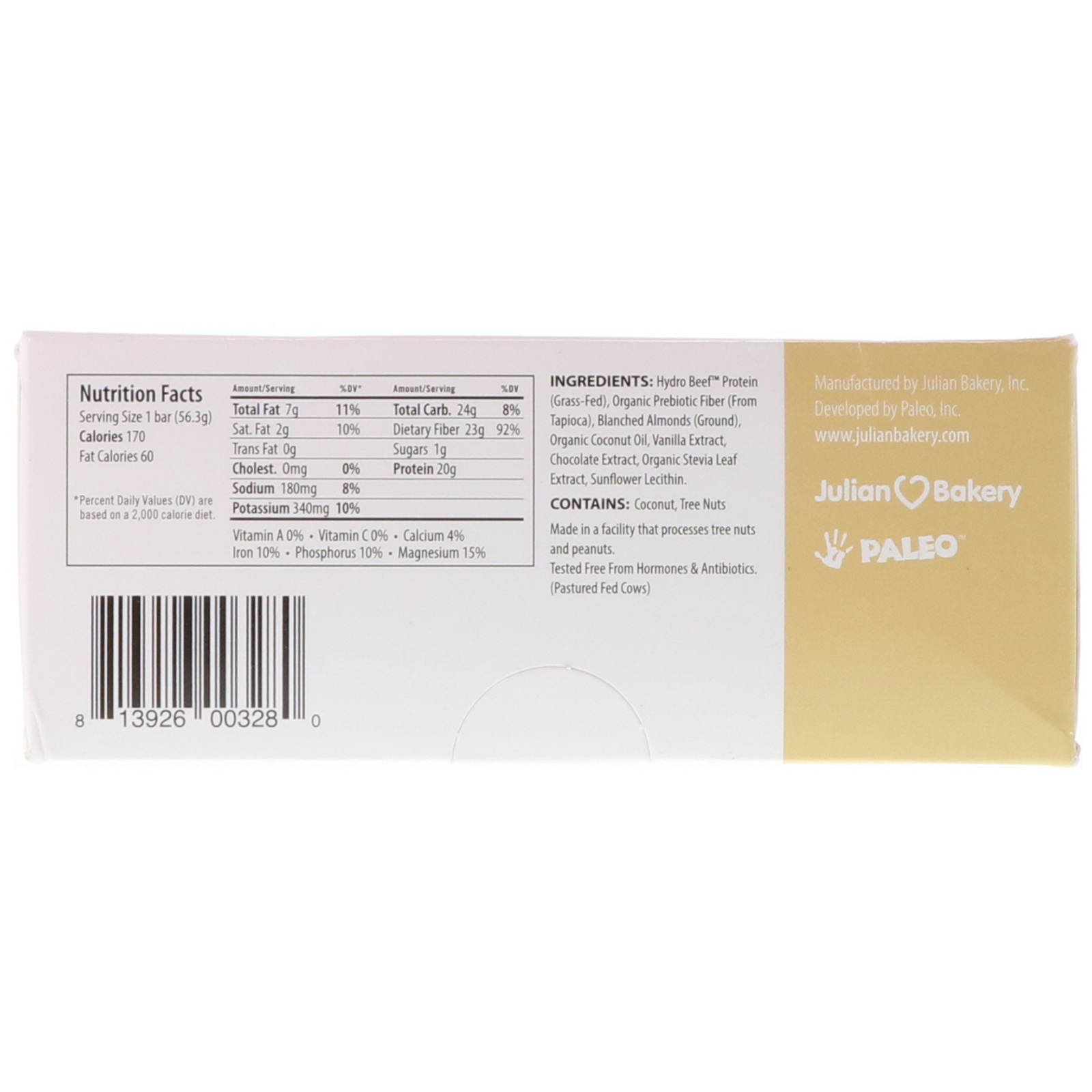 Comprar Julian Bakery, PALEO Protein Bar, Almond Fudge, 12 Bars, 2.0 oz (56.3 g) Each - Imagem 3