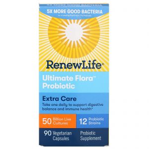Comprar Renew Life, Extra Care, Probiótico Ultimate Flora, 50 Bilhões de Culturas Vivas, 90 Cápsulas Vegetais