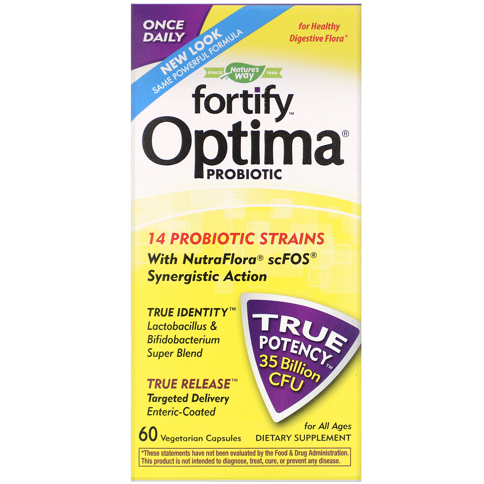 Comprar Nature's Way, Fortify Optima Probiotic, For All Ages, 35 Billion CFU, 60 Vegetarian Capsules - Imagem 2