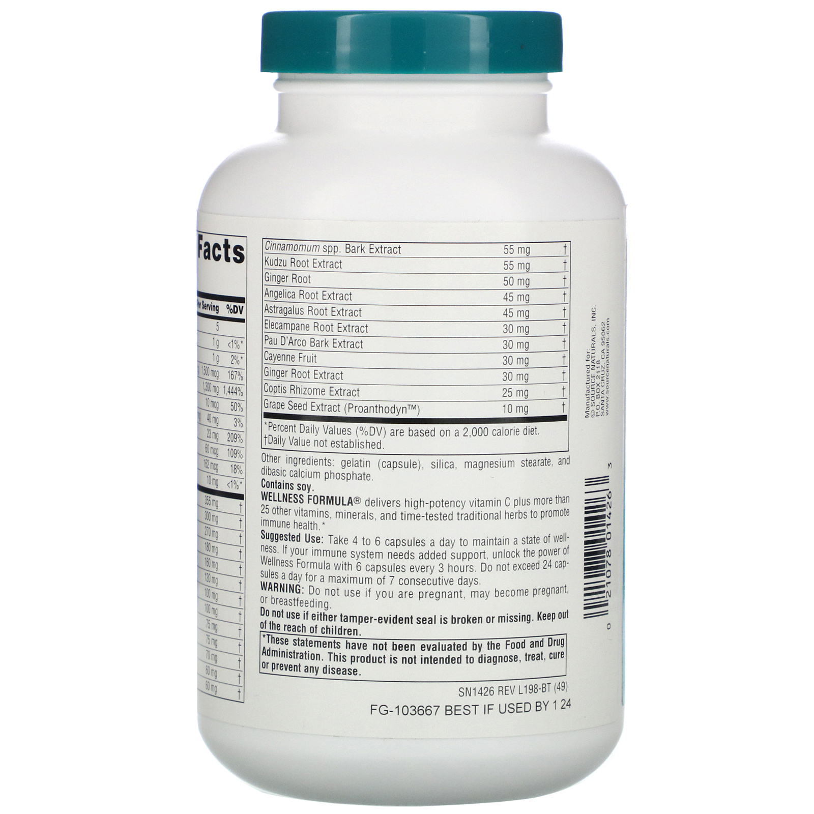 Comprar Source Naturals, Wellness Formula, Daily Immune Support, 240 Capsules - Imagem 3