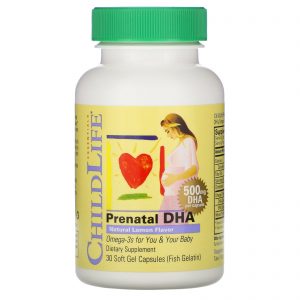 Comprar ChildLife, Prenatal DHA, Sabor Natural de Limão, 500 mg, 30 Cápsulas Gelatinosas