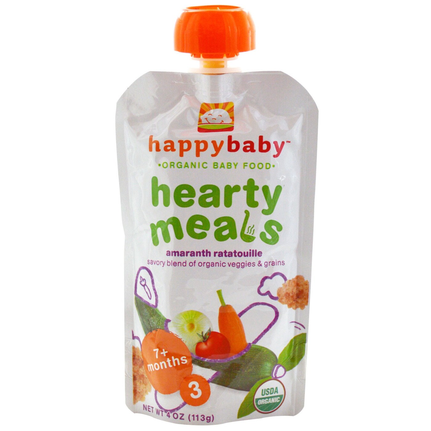 Comprar Happy Bebê Orgânico Bebê Food Stage 3 refeições saudáveis amaranto Ratatouille 16-4 Bolsas oz