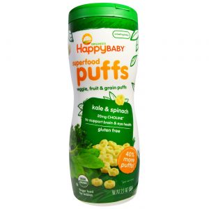 Comprar Happy Baby, Super Alimentos Puffs, Verdes - 6- Garrafas Com 60 g (Cada)
