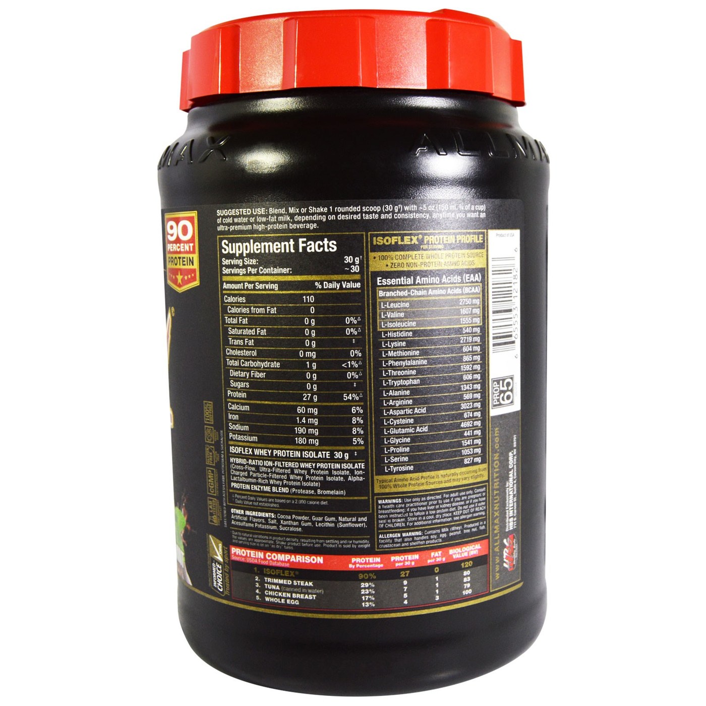 Comprar AllMax Nutrition Isoflex, Chocolate de menta - 32 oz - Imagem 2