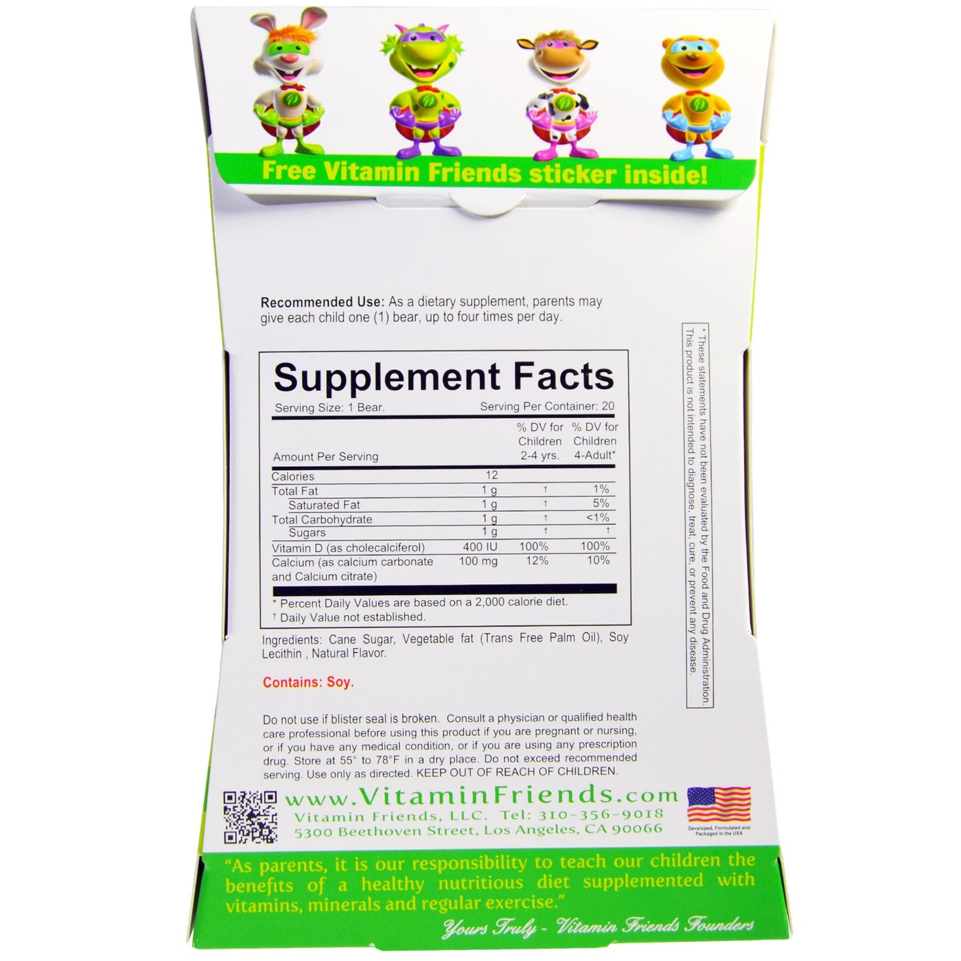 Comprar Vitamin Friends DiYo 400 IU Vitamina D + 100 mg Cálcio - 20 Bears - Imagem 2