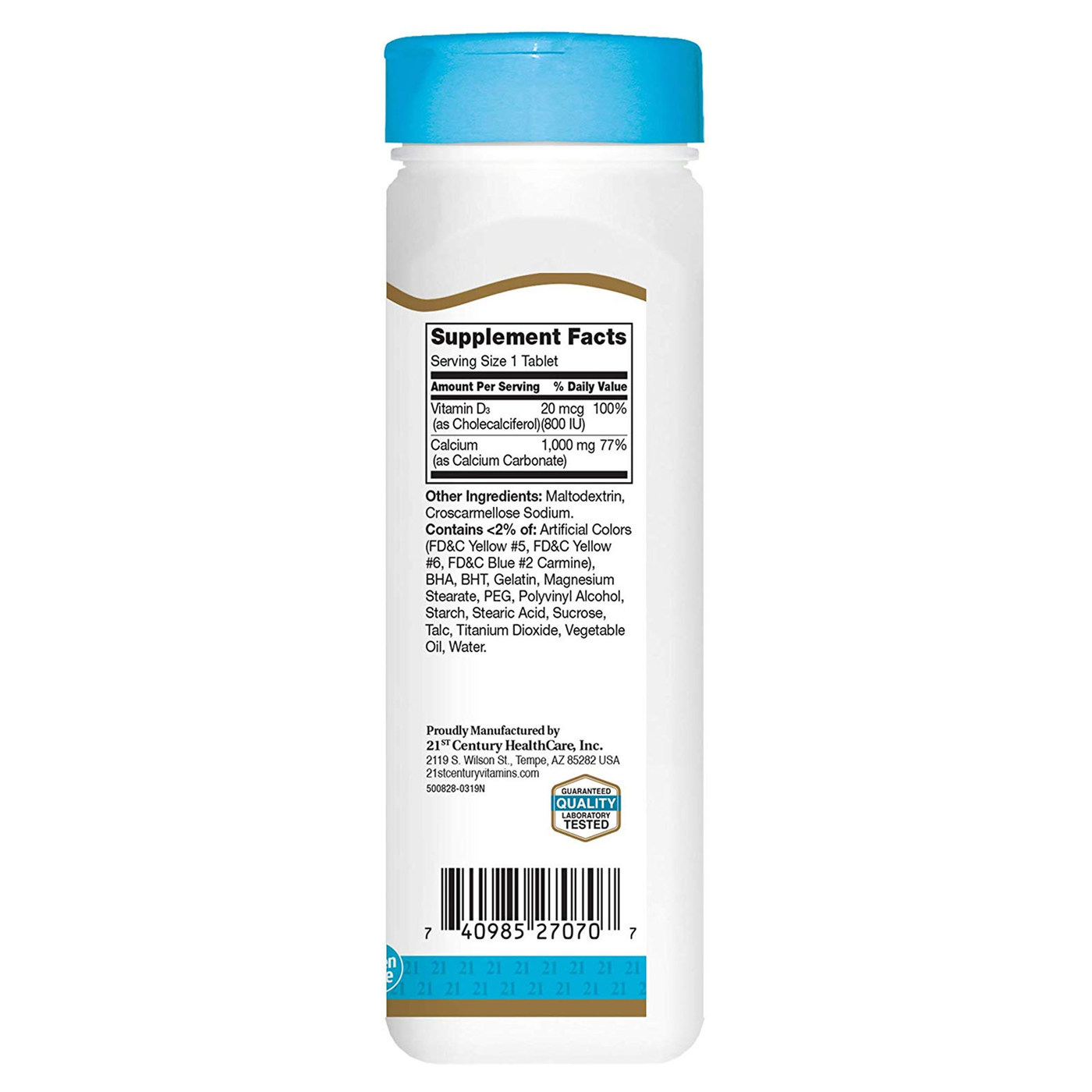 Comprar 21st Century Calcium Plus D3 - 1000 mg - 90 comprimidos - Imagem 2