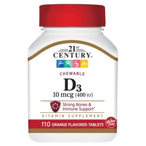 Comprar 21st Century, Vitamina D3 10 mcg, Laranja - 110 Tabletes Mastigáveis