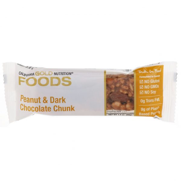 Comprar California Gold Nutrition, Alimentos, Barras com Pedaços de Amendoim e de Chocolate Meio Amargo, 12 Barras, 40 g (1,4 oz) Cada - Imagem 4