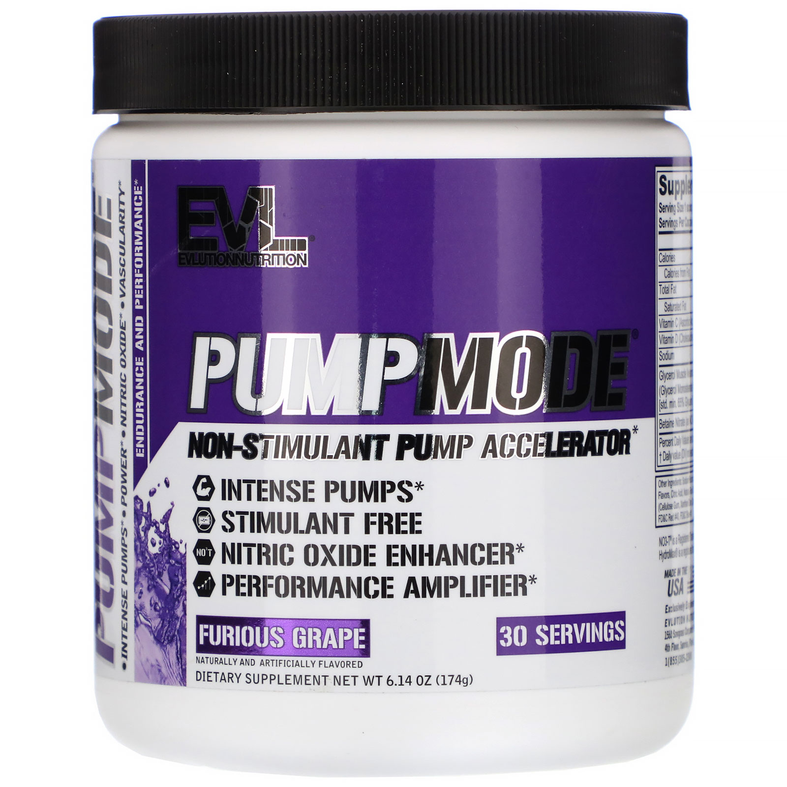 Comprar EVLution Nutrition, PumpMode, Non-Stimulant Pump Accelerator, Furious Grape, 6.14 oz (174 g)