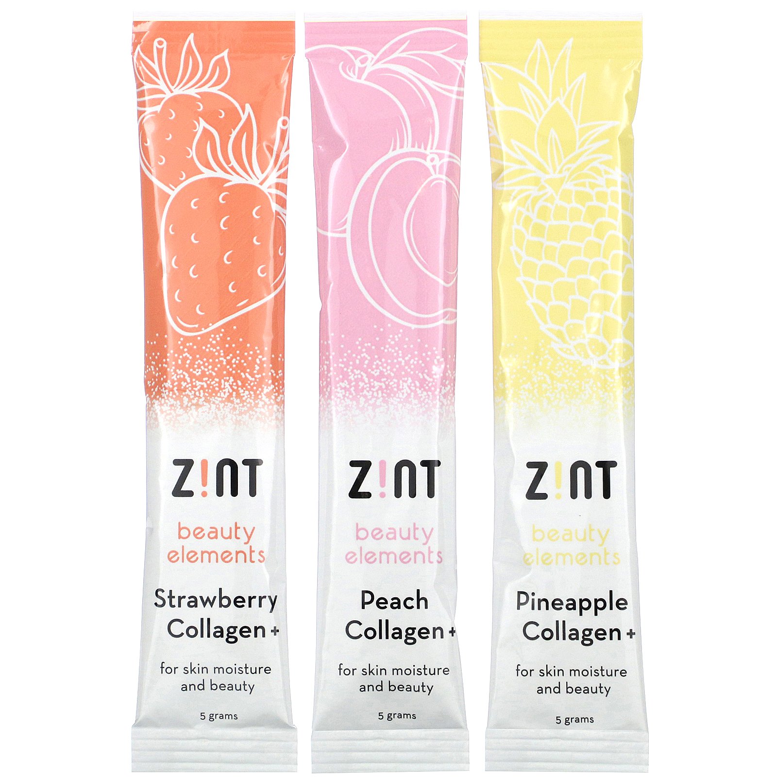 Comprar Zint, Colágeno Doce, Pêssego, Abacaxi, Morango, 15 Pacotes Individuais, 5 g Cada - Imagem 3