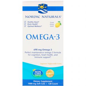 Comprar Nordic Naturals, Ômega-3, Limão, 690 mg, 120 Cápsulas Softgel