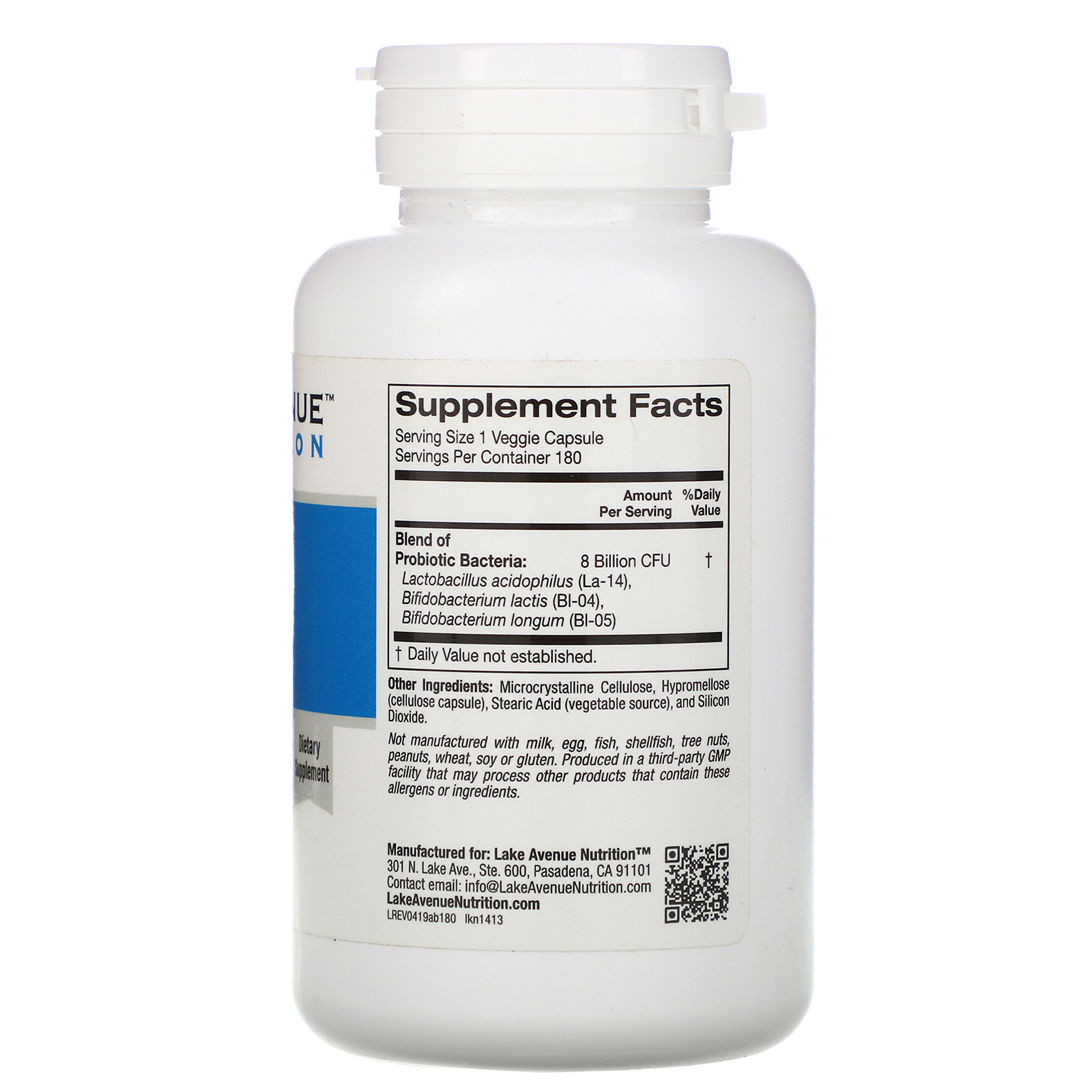 Comprar Lake Avenue Nutrition, Acidophilus & Bifidus, Mistura Probiótica, 8 Bilhões de UFC, 180 Cápsulas Vegetais - Imagem 2