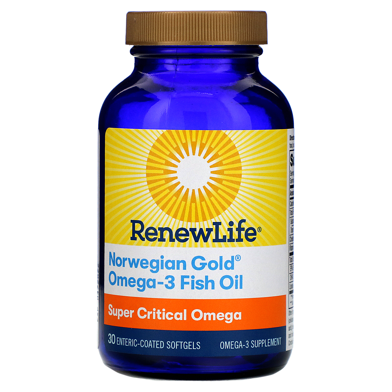 Comprar Renew Life, Norwegian Gold Omega-3 Fish Oil, 1,045 mg, 30 Enteric-Coated Softgels - Imagem 3