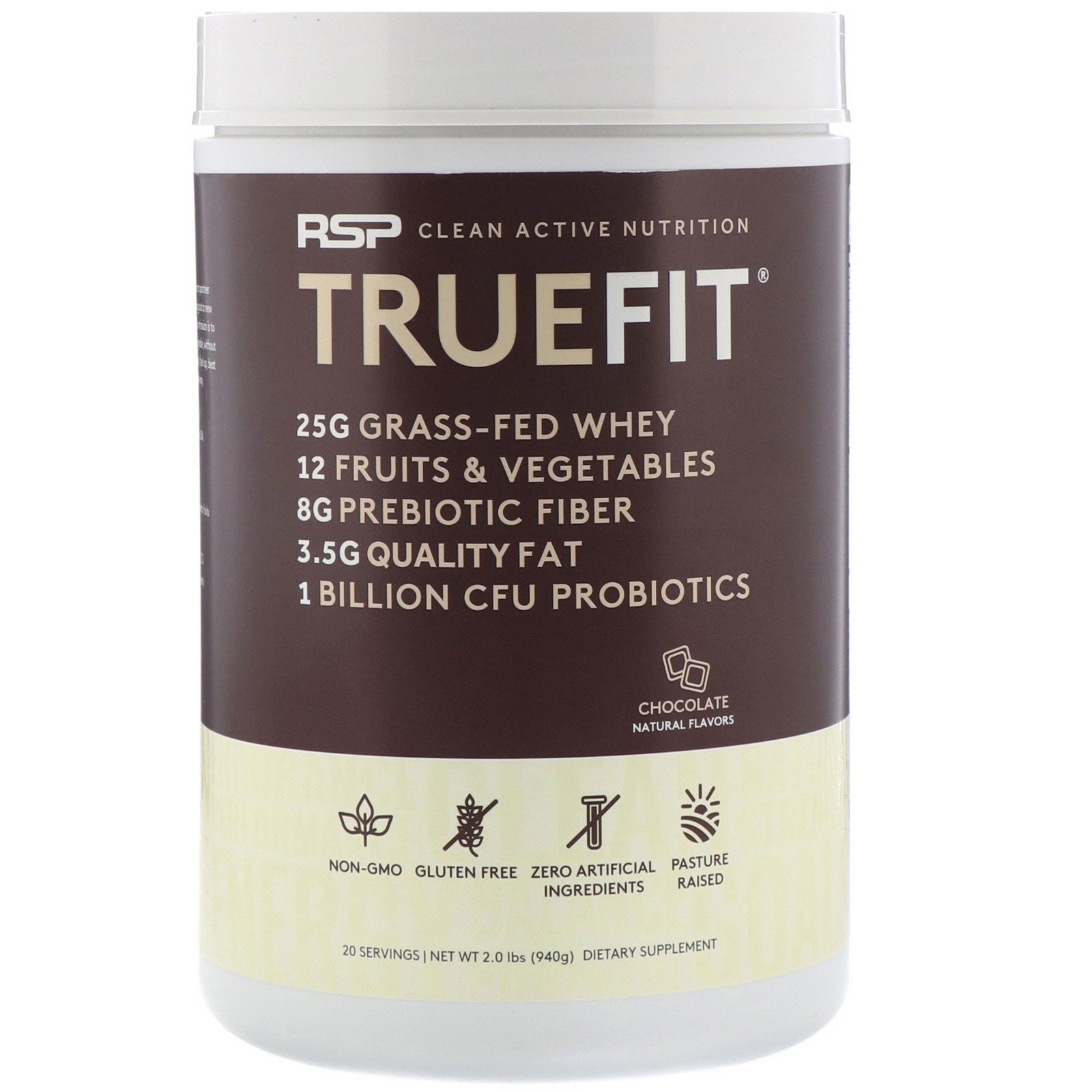 Comprar RSP Nutrition, Truefit, Shake de Proteína de Whey Alimentado com Grama, Chocolate, 940 g (2 lbs)