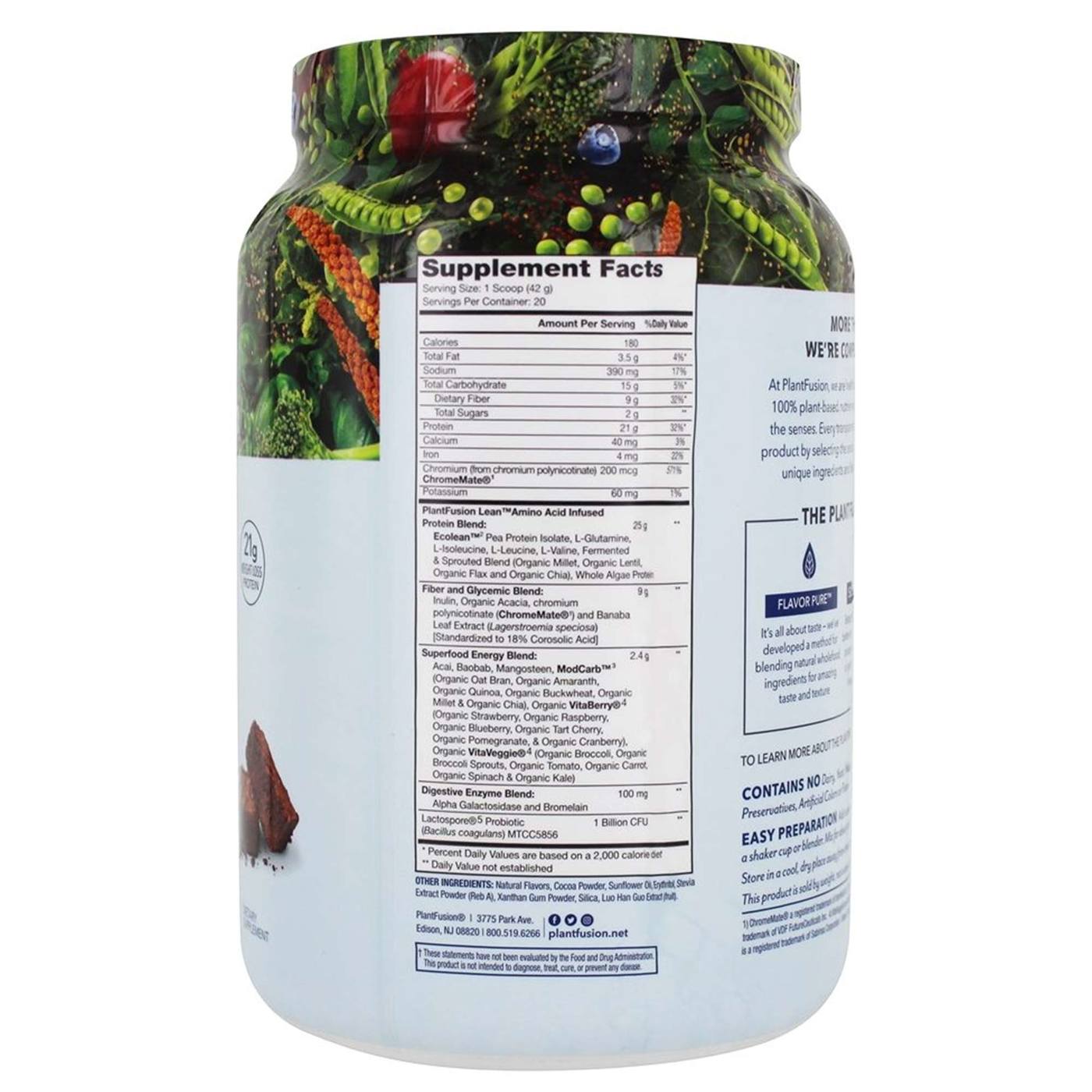 Comprar PlantFusion Proteína Completa da Planta Magra - Chocolate Brownie - 1,85 lb (840 g) - Imagem 2