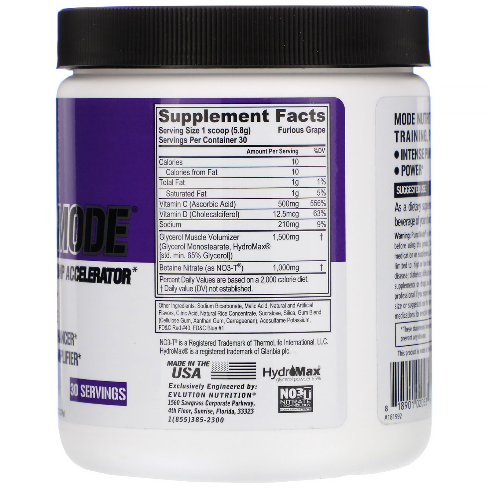 Comprar EVLution Nutrition, PumpMode, Non-Stimulant Pump Accelerator, Furious Grape, 6.14 oz (174 g) - Imagem 2