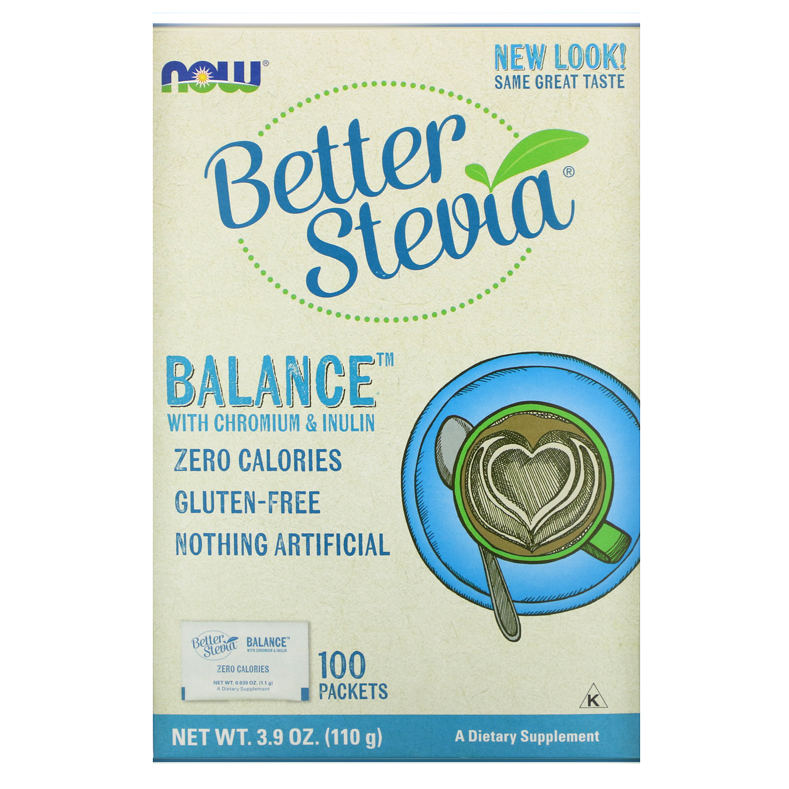 Comprar Now Foods, Better Stevia, Balance com Cromo e Inulina, 100 Envelopes, (1,1 g) Cada