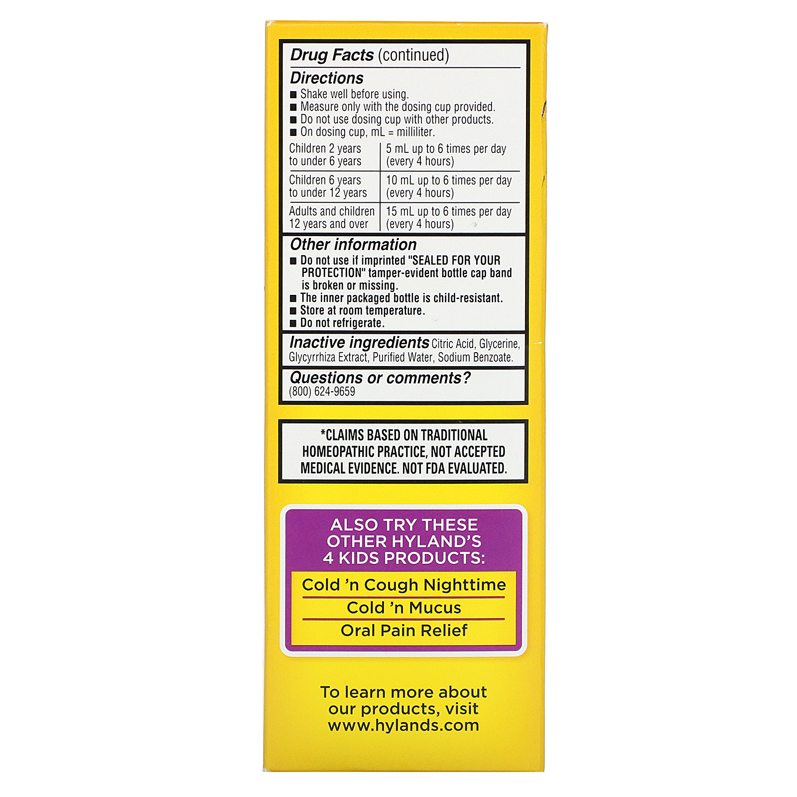 Comprar Hyland's, 4 Kids Cold 'n Cough, Entre 2 a 12 Anos, 118 ml (4 fl oz) - Imagem 2