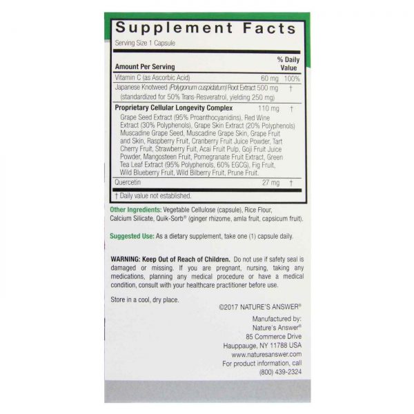 Comprar Nature's Answer, Resveratrol 250 mg - 60 Cápsulas Vegetarianas - Imagem 4