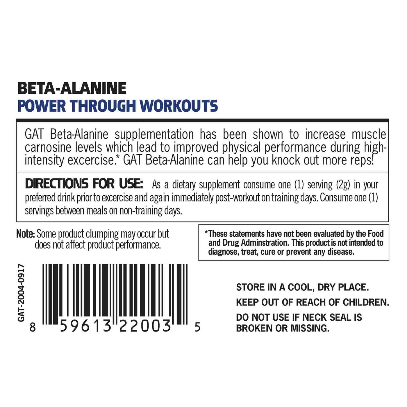 Comprar GAT Beta Alanine - 100 servings - Imagem 2