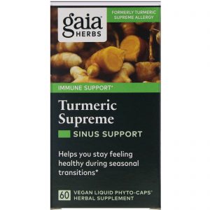 Comprar Gaia Herbs, Turmeric Supreme, Sinus Support, 60 Vegan Liquid Phyto-Caps