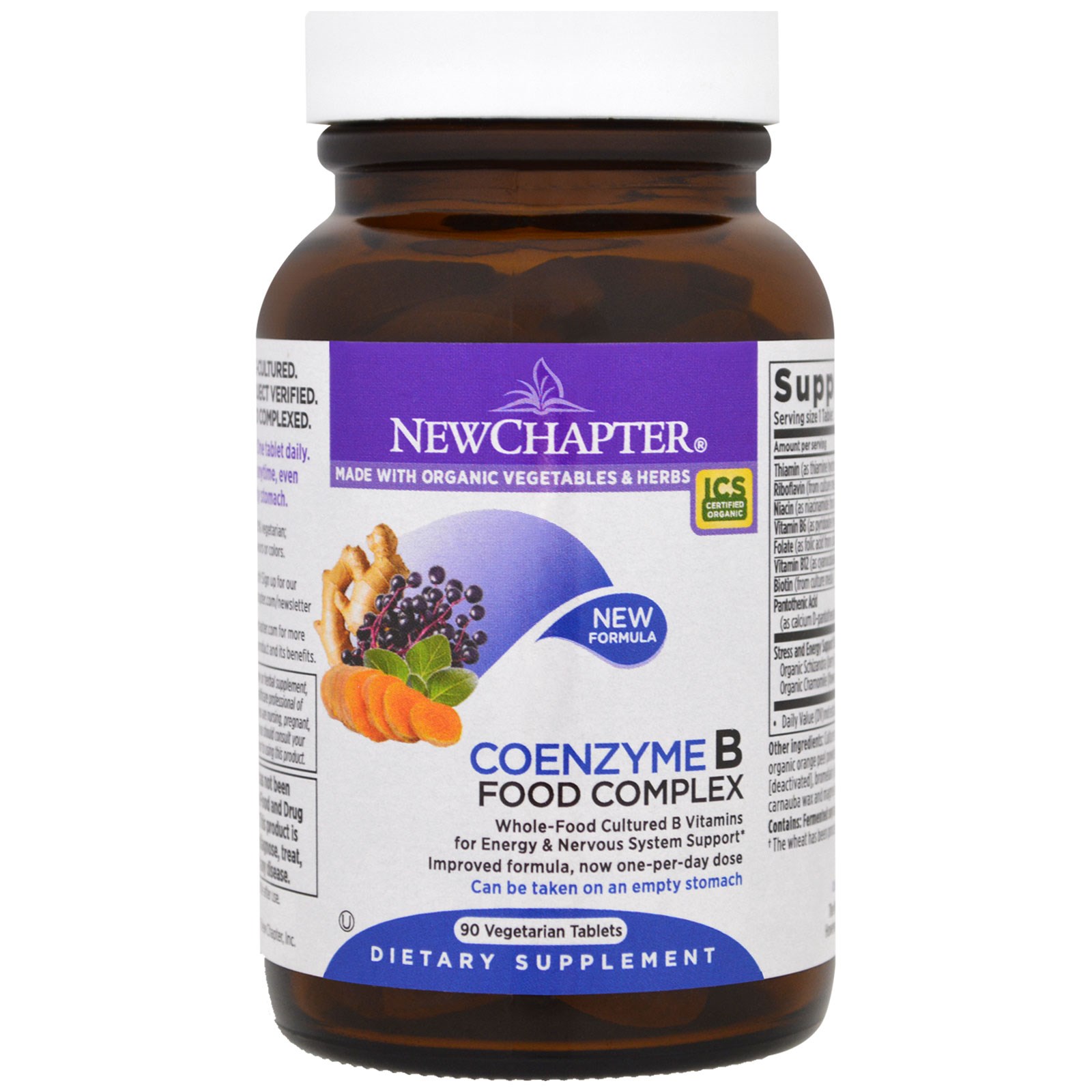 Comprar New Chapter, Coenzyme B Food Complex, 90 Vegetarian Tablets - Imagem 3