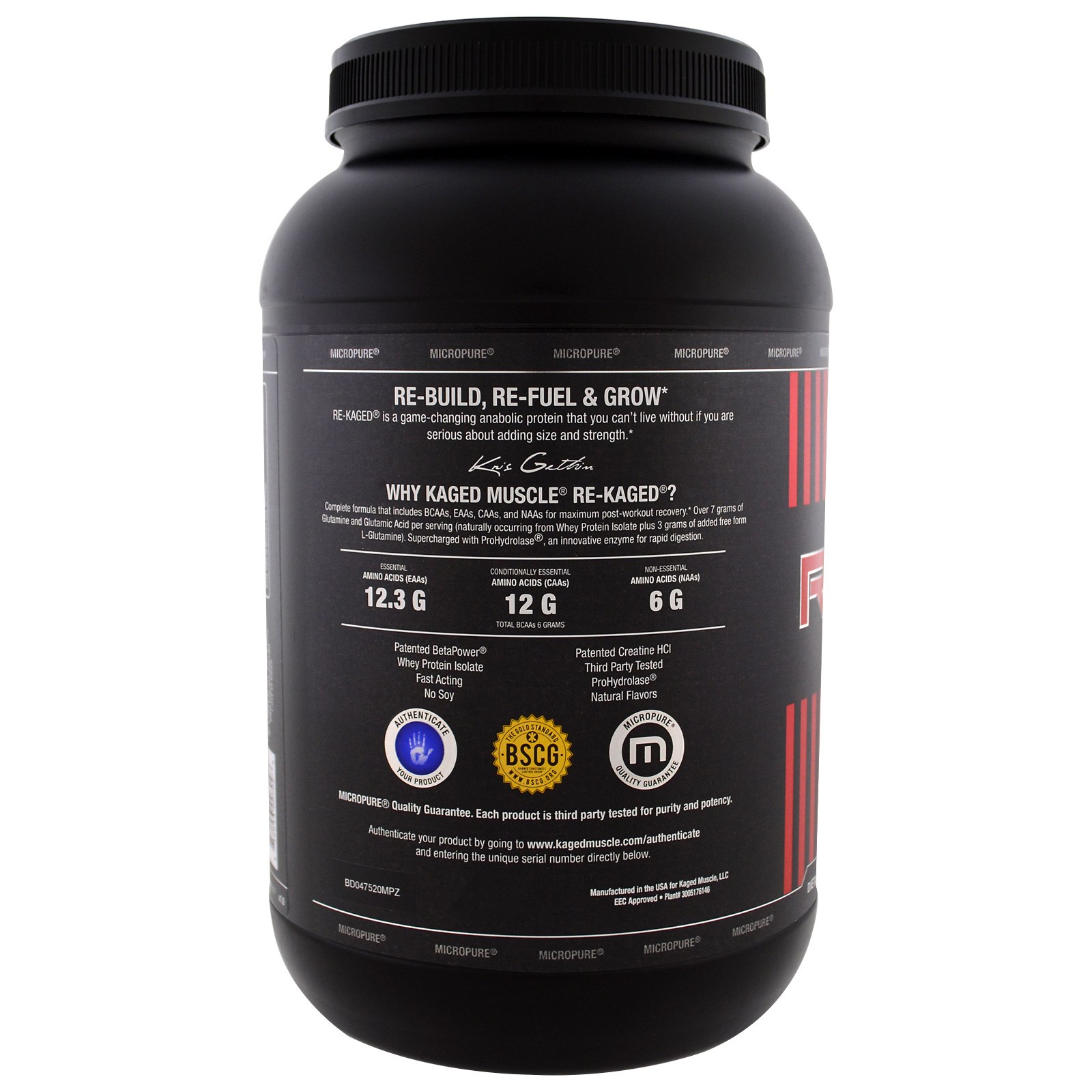Comprar Kaged Muscle, Re-Kaged, Combustível de Proteína Anabólica, Creme de Laranja, 2,06 lbs (936 g) - Imagem 3