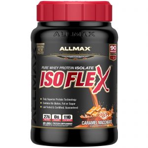 Comprar ALLMAX Nutrition, Isoflex, isolado de proteína de soro de leite 100% ultrapuro (filtragem de WPI por partículas ionizadas), Macchiato (expresso com espuma) de caramelo, 907 g