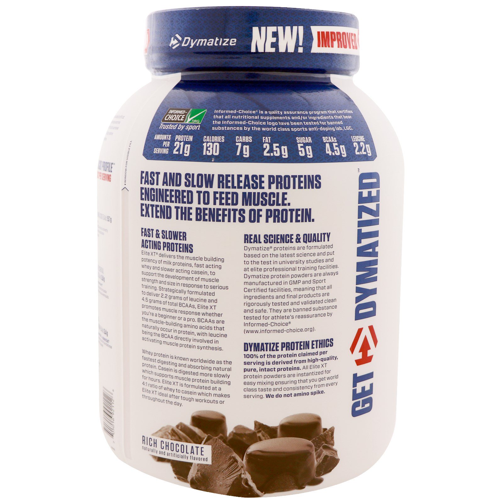 Comprar Dymatize Nutrition, Elite XT, Pó de Proteína, Chocolate Rico, 4 lbs. (1,8 kg) - Imagem 3