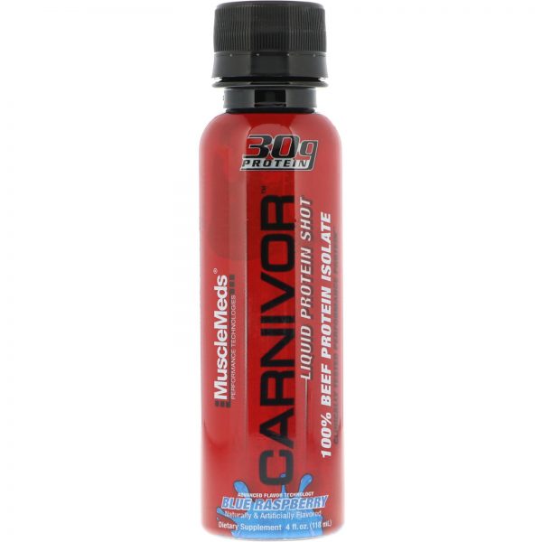 Comprar MuscleMeds, Carnívoro, Dose de Proteína Líquida, Framboesa Azul, Embalagem com 12, 4 fl oz (118 ml) Cada - Imagem 4