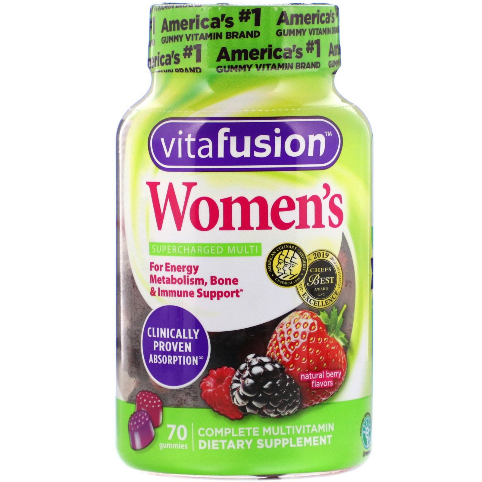 Comprar VitaFusion, Multivitamínico completo para mulheres, Sabores naturais de frutas silvestres, 70 Gomas
