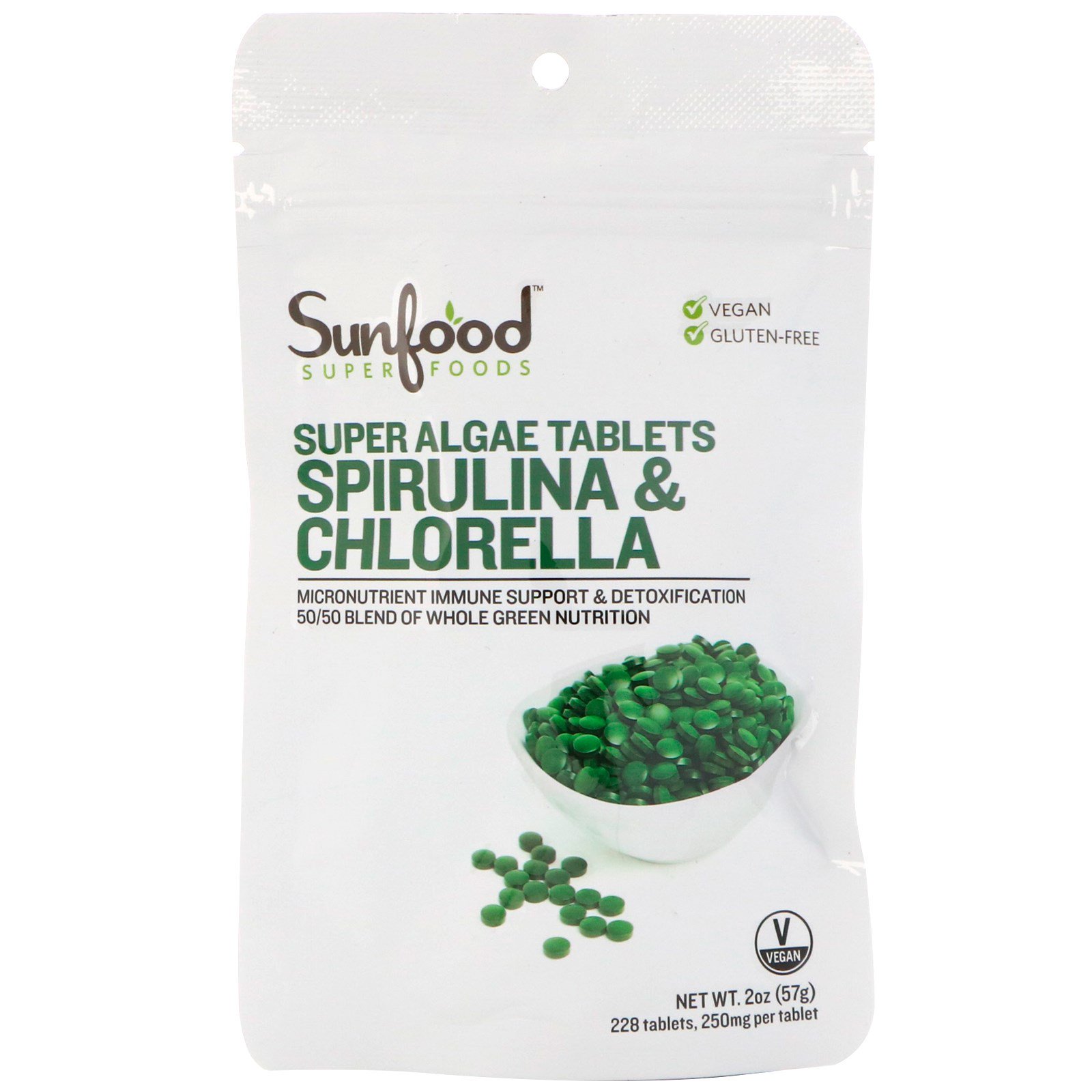 Comprar Sunfood, Espirulina e Chlorella, Comprimidos Super Algae, 250 mg, 225 Comprimidos