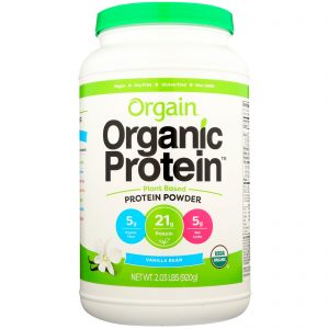 Comprar Orgain, Pó Proteico Orgânico, Base Vegetal, Grão de Baunilha, 2,03 lbs (920 g)