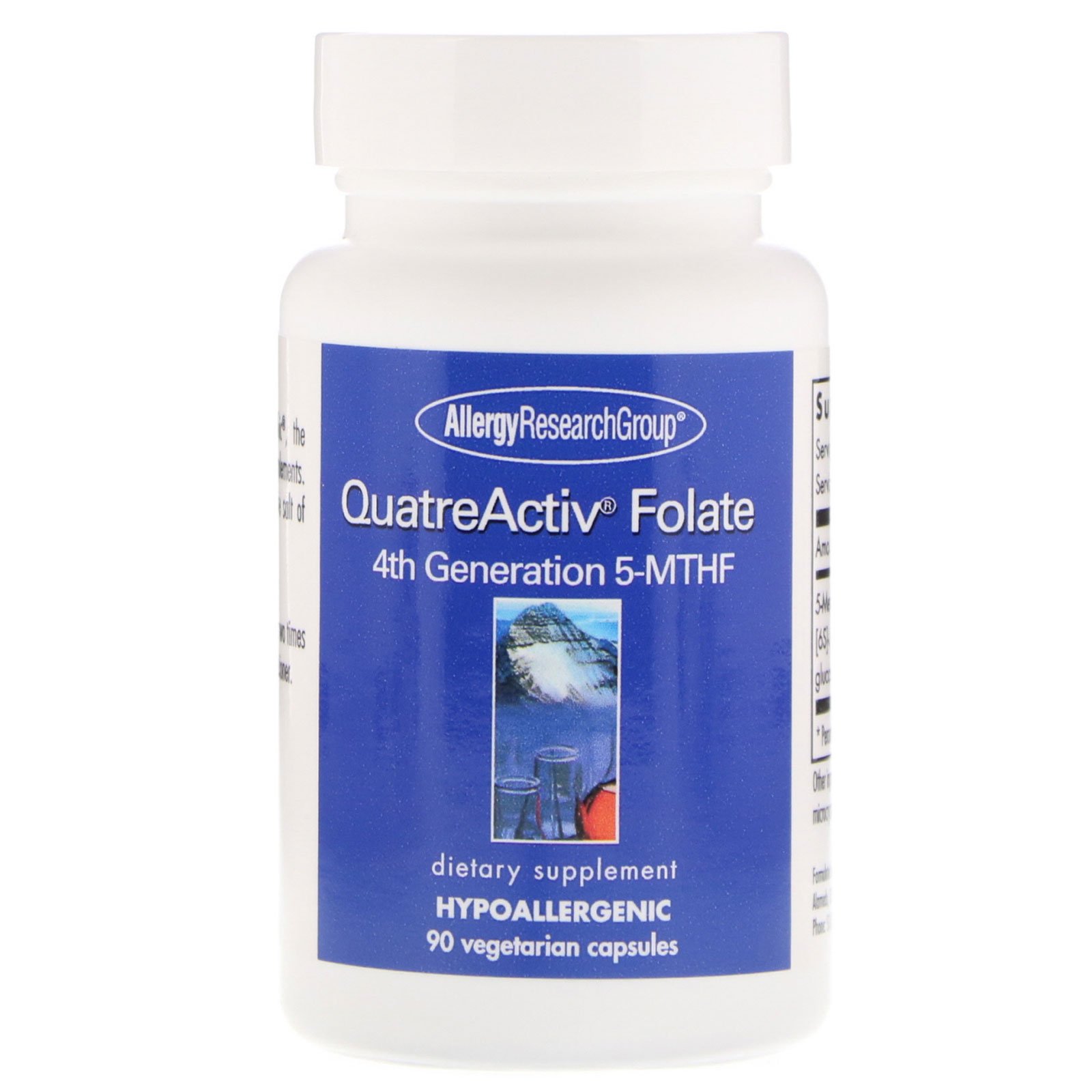 Comprar Allergy Research Group, Folato QuatreActiv, 5-MTHF de Quarta Geração, 90 Cápsulas Vegetais
