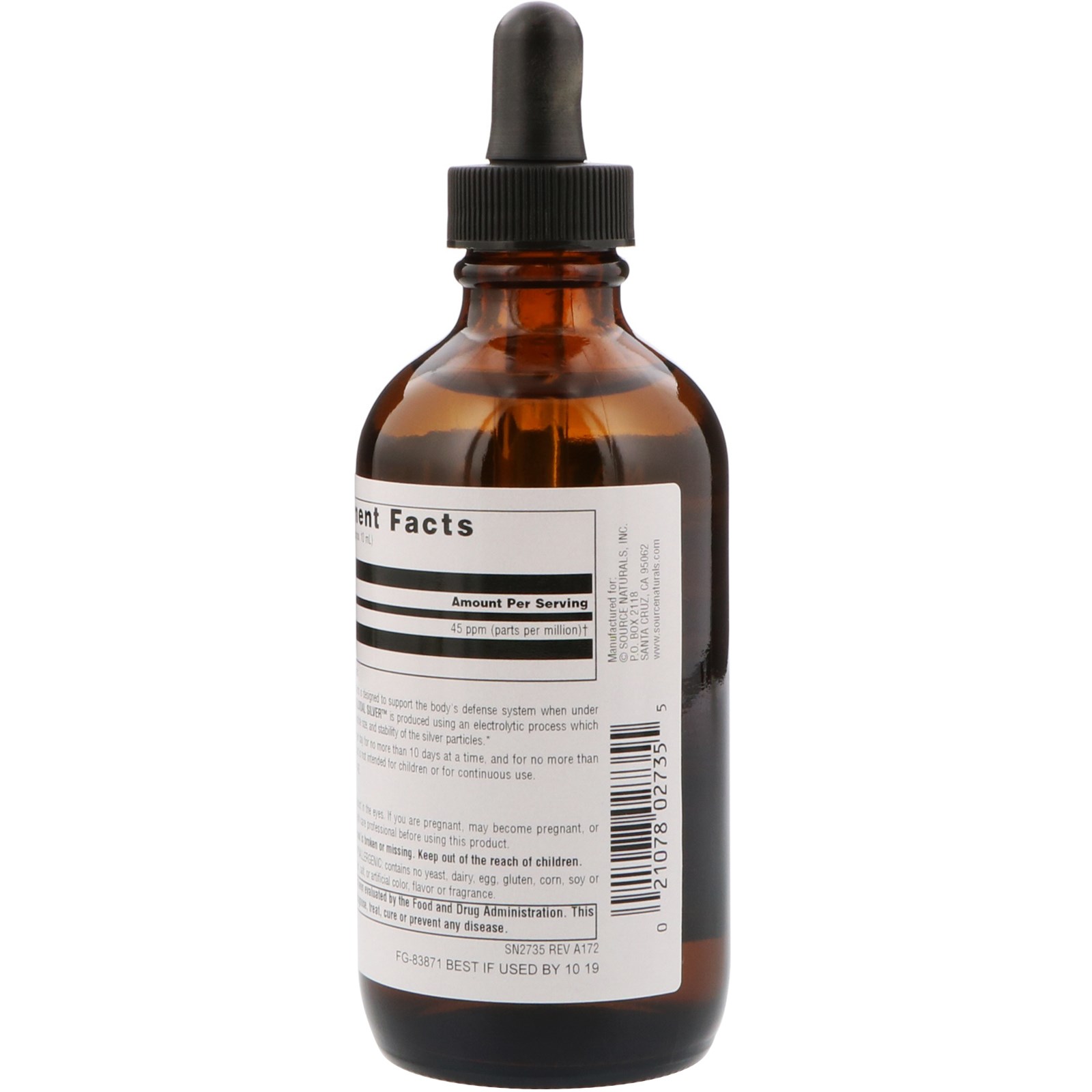 Comprar Source Naturals, Prata coloidal para bem-estar, 45 PPM, 4 fl oz (118,28 ml) - Imagem 3