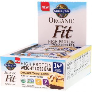 Comprar Garden of Life, Organic Fit, Barra com Alto Teor Proteico para Perda de Peso, Sabor Chocolate, Coco e Amêndoa, 12 Barras, 55 g (1,9 oz) Cada