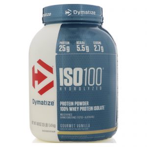 Comprar Dymatize Nutrition, ISO100 Hidrolisado, Isolado de Proteína Whey 100%, Baunilha Gourmet, 1,4 kg (3 lb)